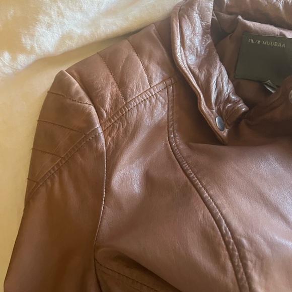 Muubaa Indus Leather Biker (Moto) Jacket in COGNAC. - Picture 8 of 8